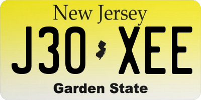 NJ license plate J30XEE