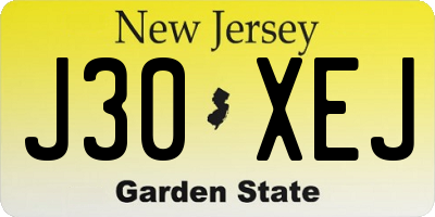 NJ license plate J30XEJ