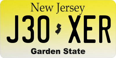 NJ license plate J30XER