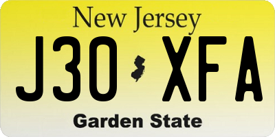 NJ license plate J30XFA