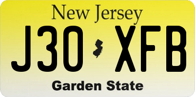 NJ license plate J30XFB