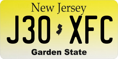 NJ license plate J30XFC