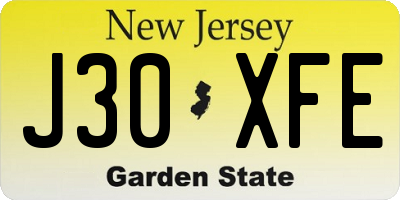 NJ license plate J30XFE