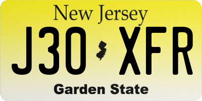 NJ license plate J30XFR