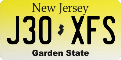 NJ license plate J30XFS