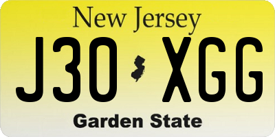 NJ license plate J30XGG