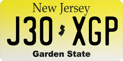 NJ license plate J30XGP