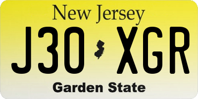 NJ license plate J30XGR