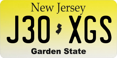 NJ license plate J30XGS