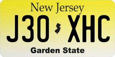 NJ license plate J30XHC