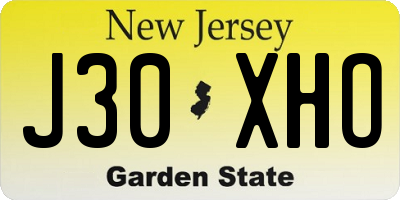 NJ license plate J30XHO