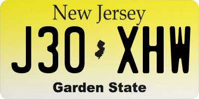 NJ license plate J30XHW
