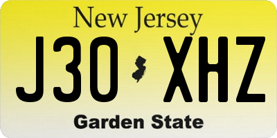NJ license plate J30XHZ