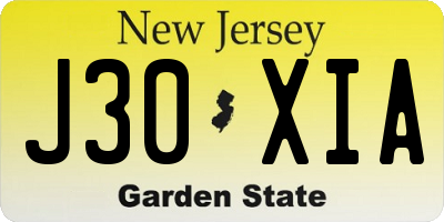 NJ license plate J30XIA