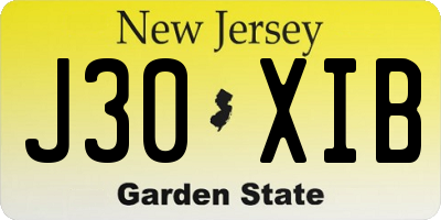 NJ license plate J30XIB