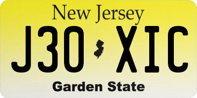 NJ license plate J30XIC