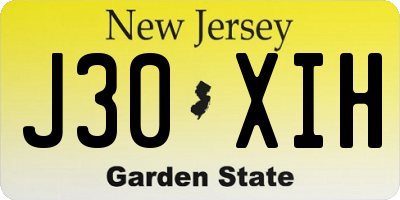 NJ license plate J30XIH