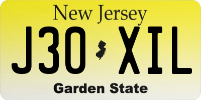 NJ license plate J30XIL