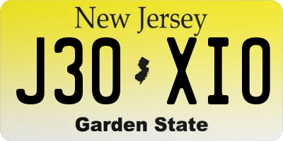 NJ license plate J30XIO