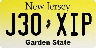 NJ license plate J30XIP