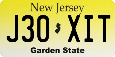 NJ license plate J30XIT