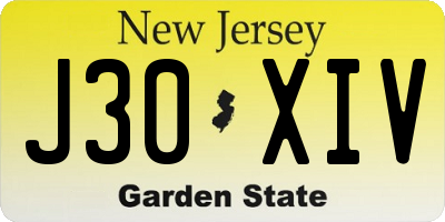 NJ license plate J30XIV