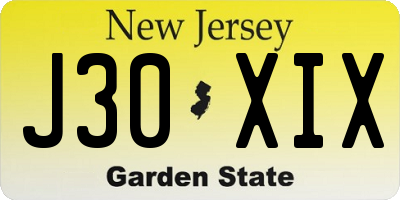 NJ license plate J30XIX