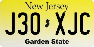 NJ license plate J30XJC