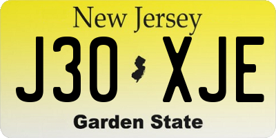 NJ license plate J30XJE