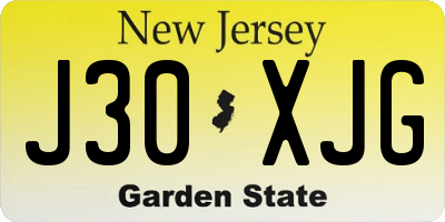 NJ license plate J30XJG