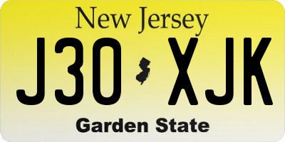 NJ license plate J30XJK