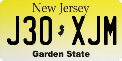 NJ license plate J30XJM