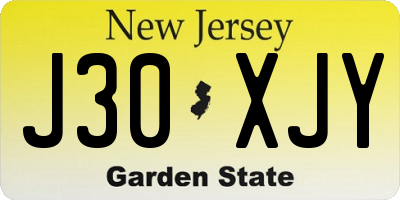 NJ license plate J30XJY