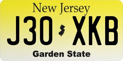 NJ license plate J30XKB