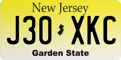 NJ license plate J30XKC