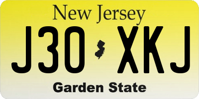 NJ license plate J30XKJ