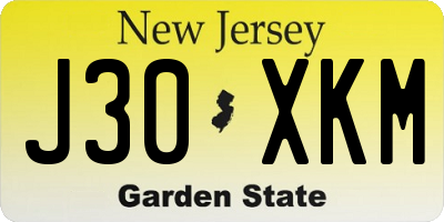 NJ license plate J30XKM