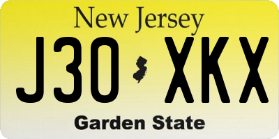 NJ license plate J30XKX