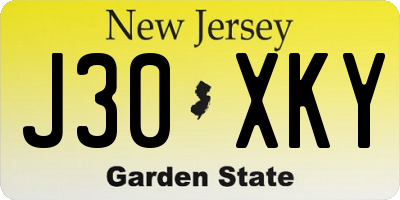 NJ license plate J30XKY