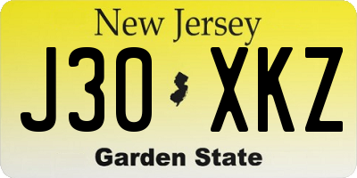 NJ license plate J30XKZ