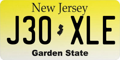 NJ license plate J30XLE