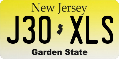 NJ license plate J30XLS