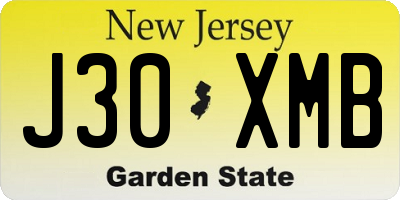 NJ license plate J30XMB