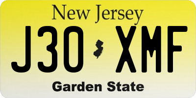 NJ license plate J30XMF