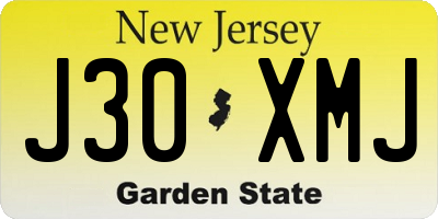 NJ license plate J30XMJ
