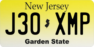 NJ license plate J30XMP