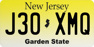 NJ license plate J30XMQ