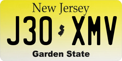 NJ license plate J30XMV