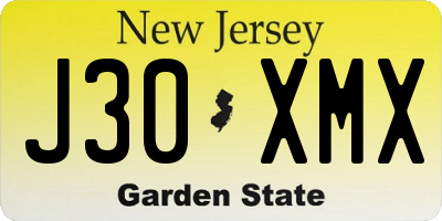 NJ license plate J30XMX