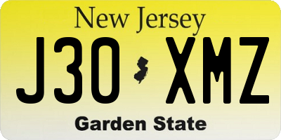 NJ license plate J30XMZ